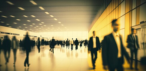 Fototapeta premium Blurred Banner Of Office Space Walking Office Lifestyle Backdrop Generative AI