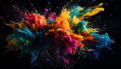 Obraz na płótnie Canvas Vibrant colors exploding in abstract motion design generated by AI