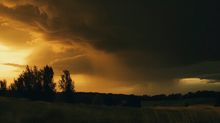 Obraz premium sunrise over the field. Generative Ai