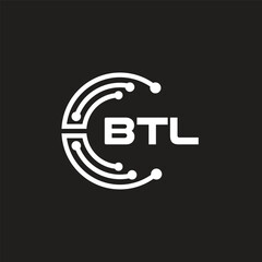 BTL letter technology logo design on black background. BTL creative initials letter IT logo concept. BTL setting shape design.
