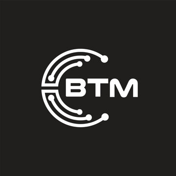 BTm letter technology logo design on black background. BTm creative initials letter IT logo concept. BTm setting shape design.
