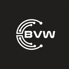 BVW letter technology logo design on black background. BVW creative initials letter IT logo concept. BVW setting shape design.
