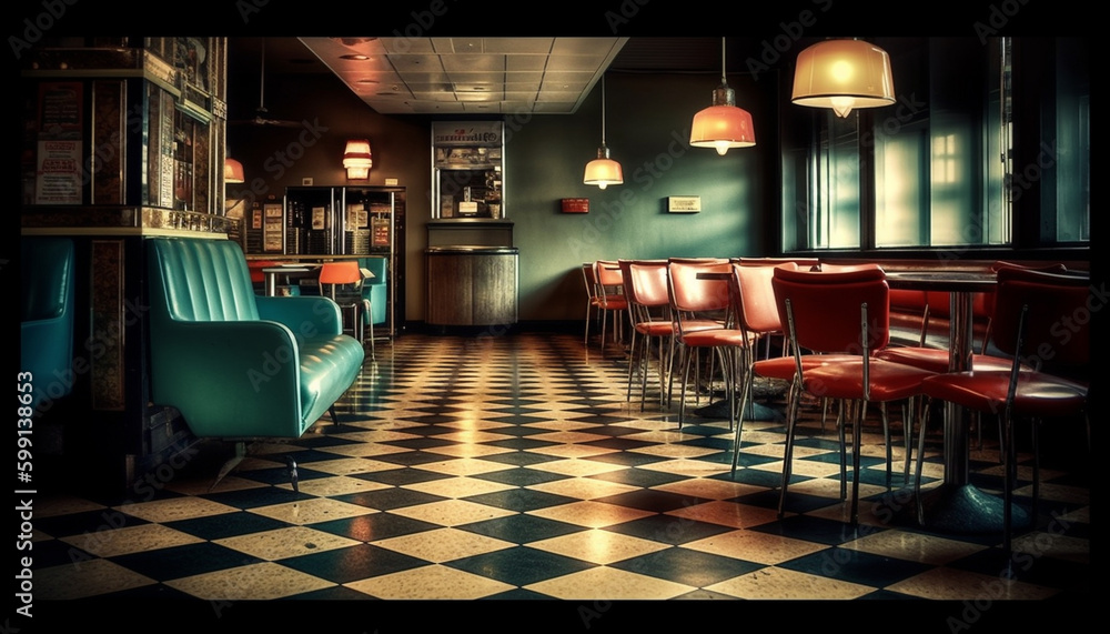 Poster luxury bar design with comfortable seating inside generated by ai