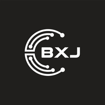 BXJ letter technology logo design on black background. BXJ creative initials letter IT logo concept. BXJ setting shape design.
