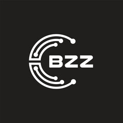 BZZ letter technology logo design on black background. BZZ creative initials letter IT logo concept. BZZ setting shape design.
