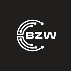 BZW letter technology logo design on black background. BZW creative initials letter IT logo concept. BZW setting shape design.
