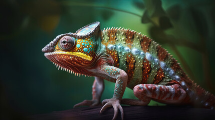 Obraz premium chameleon on a branch.Generative Ai