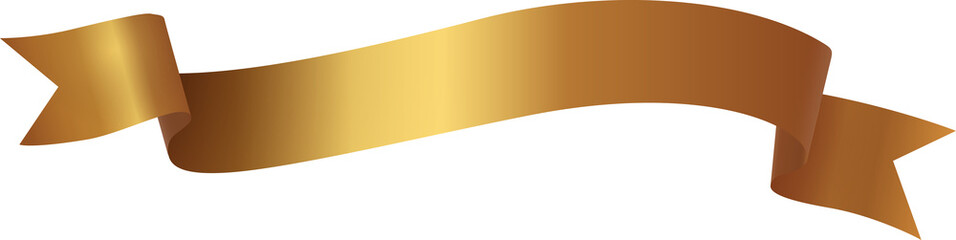 Gold wavey  ribbon banner, luxury badge label for text, clip art, png isolated on transparent background.