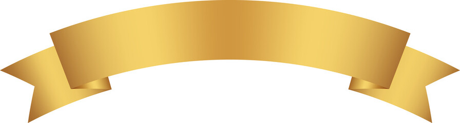 Gold ribbon banner, luxury badge label, title box, clip art, png isolated on transparent background.