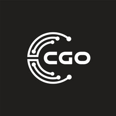 CGO letter technology logo design on black background. CGO creative initials letter IT logo concept. CGO letter design.	
