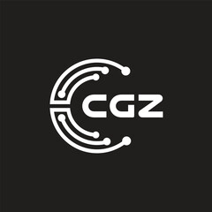 CGZ letter technology logo design on black background. CGZ creative initials letter IT logo concept. CGZ letter design.	
