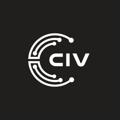 CIV letter technology logo design on black background. CIV creative initials letter IT logo concept. CIV letter design.	
