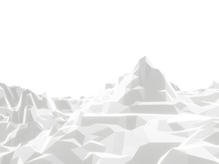 3D rendered low polygon ice mountain. Ice terrain. Cold environment.
