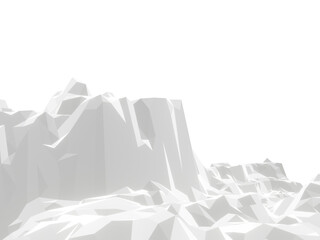 3D rendered low polygon ice mountain. Ice terrain. Cold environment.