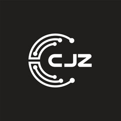 CJZ letter technology logo design on black background. CJZ creative initials letter IT logo concept. CJZ letter design.	
