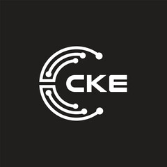 CKE letter technology logo design on black background. CKE creative initials letter IT logo concept. CKE letter design.	
