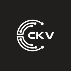 CKV letter technology logo design on black background. CKV creative initials letter IT logo concept. CKV letter design.	
