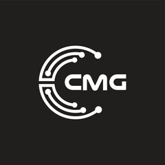 CMG letter technology logo design on black background. CMG creative initials letter IT logo concept. CMG letter design.	
