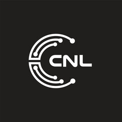 CNL letter technology logo design on black background. CNL creative initials letter IT logo concept. CNL letter design.	
