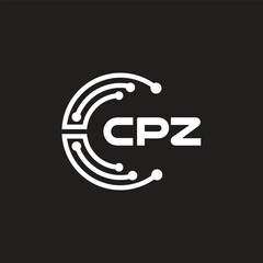 CPZ letter logo design on black background. CPZ creative initials letter logo concept. CPZ letter design.
