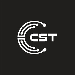 CST letter logo design on black background. CST creative initials letter logo concept. CST letter design.
