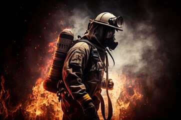 Fireman Putting Out Fire Background Generative AI
