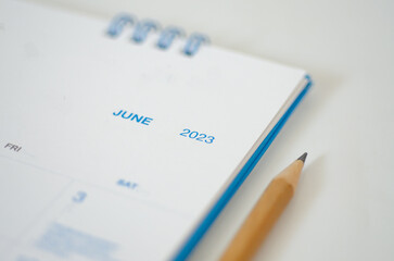 White calendar May 2023 in planning concept.
