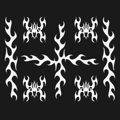 Old Flames New Look with Streetwear Objects Objects Vector Collection. A Modern and Eye Catching y2k flames.