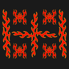 Old Flames New Look with Streetwear Objects Objects Vector Collection. A Modern and Eye Catching y2k flames.