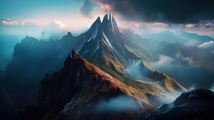 sunrise over the mountains. Generative Ai