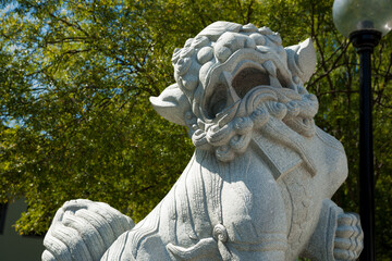 Close-up lion statue in park