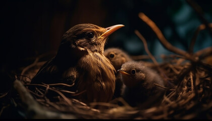 Fototapeta premium Newborn squab hatches, beauty in nature front view generated by AI