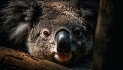 Close up of cute koala nose and eye generated by AI