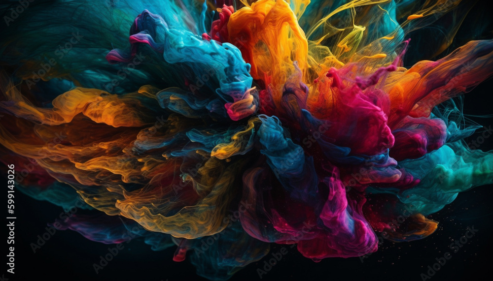 Aufkleber fantasy underwater galaxy exploding in colorful chaos generated by ai