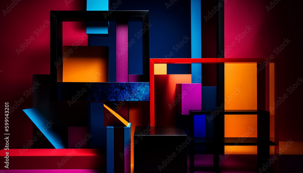 Poster glowing multi colored backdrop with futuristic shapes generated by ai