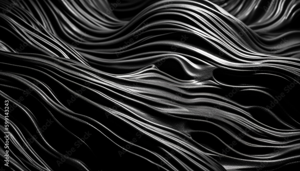 Poster smooth wave pattern in dark liquid backdrop generated by ai