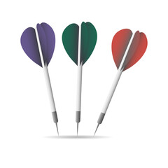 Darts arrows red green and blue. Isolated vector objects