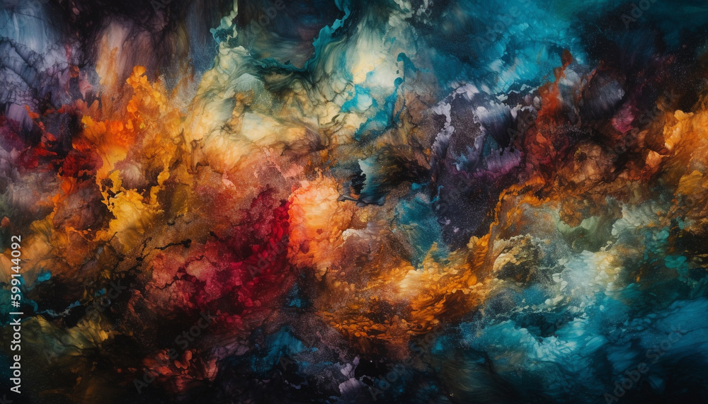 Poster vibrant colors explode in abstract painted image generated by ai
