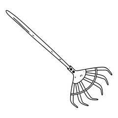 Garden tool in hand drawn doodle style. Vector illustration isolated on white. Coloring page.
