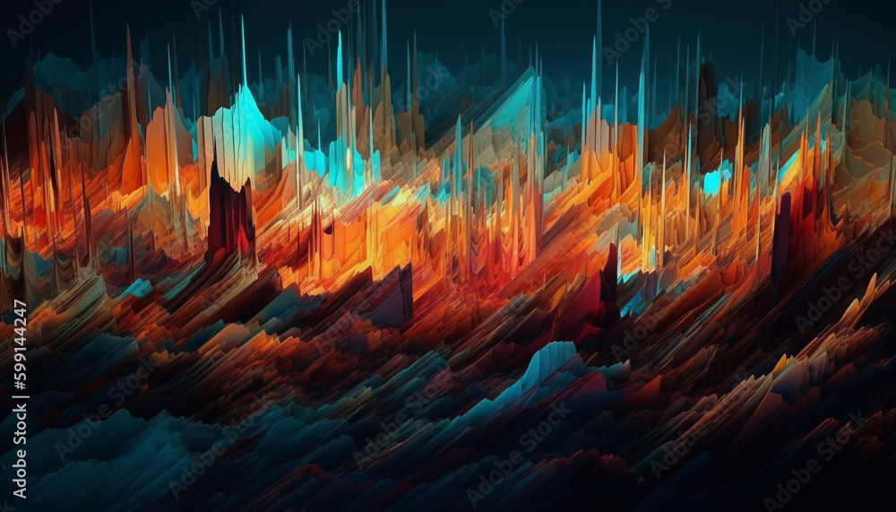 Aufkleber vibrant colors ignite chaotic wave patterns in space generated by ai
