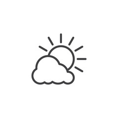 Cloud and sun line icon