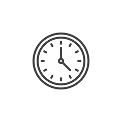 Round clock line icon