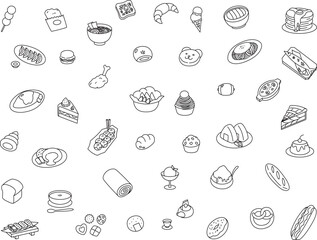 食べ物の壁紙線画イラスト