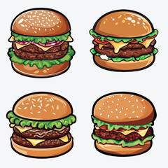 hamburger set on a white background