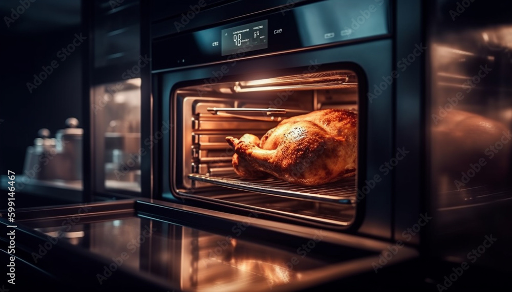 Wall mural Roast turkey cooking on stove in kitchen generated by AI