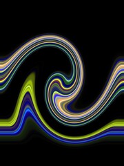 Colorful wavy lines, curle, swirls, fluid shapes, abstract background