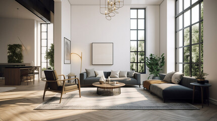 Fototapeta na wymiar Mock-up of a modern living room 