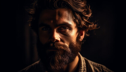 Obraz premium Confident young adult man with brown beard generated by AI