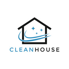 Simple House Cleaning Logo Design VectorTemplate
