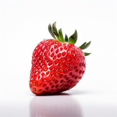 A strawberry with a green leaf Generative AI Generated